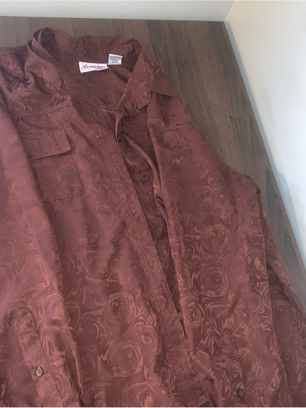 Anna Rust Floral Jacquard Button-Up Shirt Jacket